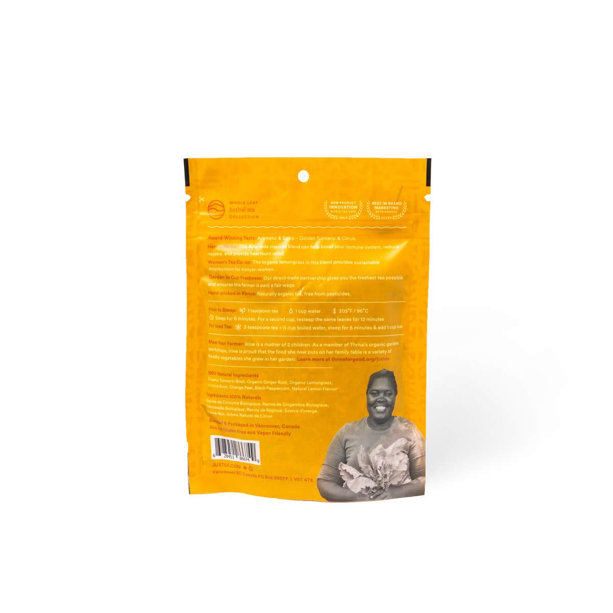 Turmeric Ginger Stand-up Pouch - Fair-Trade Herbal Tea